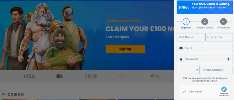 30 bet casino